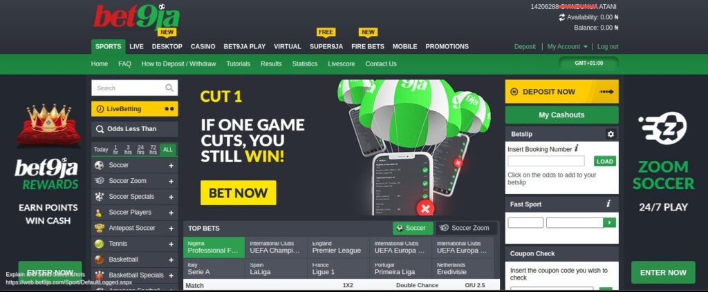 create bet9ja account