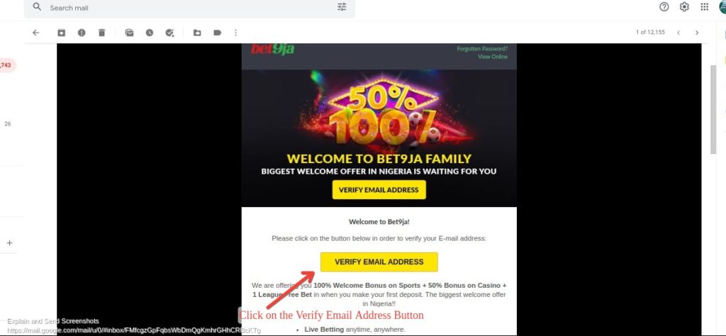 create bet9ja account